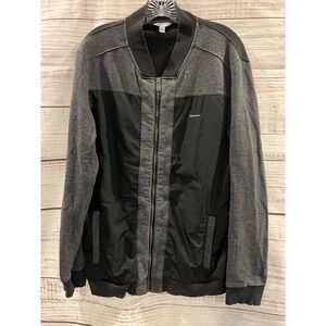 Calvin Klein Mens Mixed Media Full Zip Bomber Jacket Grey Black Large RN36543
